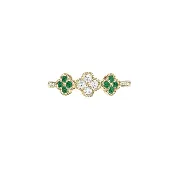 14k Gold Emerald Diamond Clover Band