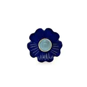 14k Lapis and Aquamarine Flower Ring