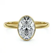 3.00ct Oval Brilliant Cut Lab-Grown Diamond 14k Yellow Gold Floating Bezel Solitaire Engagement Ring
