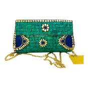 Mosaic Semiprecious Stone Clutch with Lapis Lazuli & Malachite