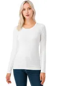 915-FLEECE Solid Fleece Round Neck Long Sleeve Top – Soft Cozy Fit