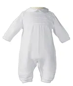 Boys Cotton Knit White Coverall — Lemonllamakidsboutique