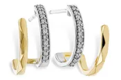 14k Two-Tone Double hoop Contemporary .12ct Total Natural Diamond Earrings