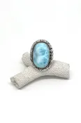 Anthony Kee Larimar and Sterling Silver Ring (Size 8)