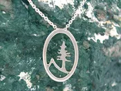 Silver Tree on Mountain Pendant — Treasures Fine Jewelry
