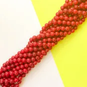10mm Deep Red Dyed Calcite Round Strand