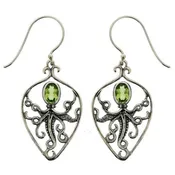 (215ZPE) Sterling Silver and Peridot Octopus Earring