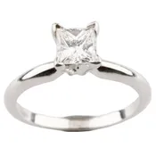 0.71 carat Princess Cut Diamond Solitaire 14k White Gold Engagement Ring Sz 5