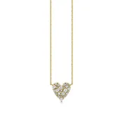 14K YELLOW GOLD SMALL COCKTAIL HEART NECKLACE ON 18" LIGHT TIFFANY CHAIN