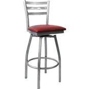 3 Slat Metal Ladder Back Swivel Bar Stool