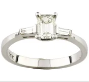 0.70 carat Three-Stone Diamond 14k White Gold Engagement Ring Size 6.75