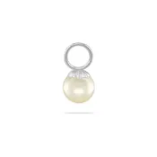 14K White Gold Pearl Cap Hooplet Pendany