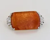 Antique Deco Platinum & Red Jade Brooch
