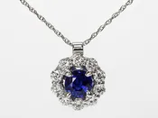 Bright Blue Sapphire and Diamond Pendant