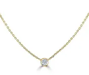14K Yellow Gold Bezel-Set Diamond Pendant Necklace
