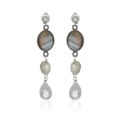 Amanda Silver Studs Earrings - Labradorite
