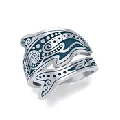 Aboriginal Dolphin Spoon Sterling Silver Ring