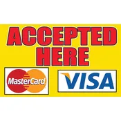 3′ x 5′  “Credit Cards Accepted Here” Vinyl Banner
