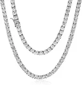 ANTI-TARNISH Hip Hop 1 Row Iced Out Tennis Chain Stainless Steel 4mm 5A+ Cubic Zirconia Diamond Tennis Necklace or Bracelet for Men Women