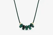 14k Malachite & Rondelle Slider Bead Paracord Necklace