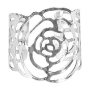 10 pc/pk Laser Cut Rose Metal Napkin Ring - Silver