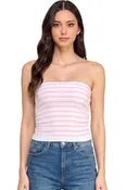 317ST Striped Side Ruched Tube Top – Slim Fit Summer Top