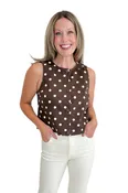 As Luck Would Have It Brown & Cream Polka Dot Button Up Tank by Entro