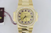 Patek Philippe Nautilus 3800/103 Pave Diamond & Sapphire Dial Circa 1984