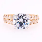 14K Two-Tone Gold 3 CT Round Diamond Marquise Accent Ring Setting | LeeBrant