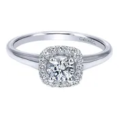 14k White Gold Round Halo Courage Engagement Ring
