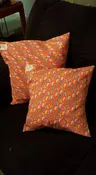 Birds on Orange Couch Pillow Cover