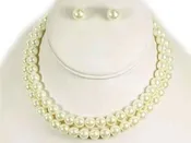 10mm Double Cream Pearl Necklace Set ( 10769 GCR )