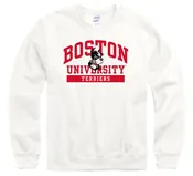 Boston University Terriers Men's Crew-Neck Sweatshirt-White
