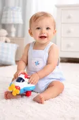 Airplanes Striped Baby Boy Pima Cotton Romper