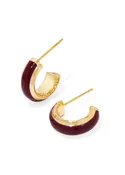 Ainsley Burgundy Enamel Gold Huggie Earring