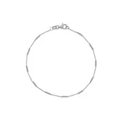 14K White Gold Bar Station Chain Bracelet