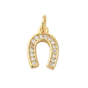 18k Gold Plated Brass Horseshoe Charm or pearl horse shoe
