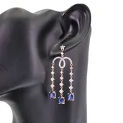 14K Rose Gold Sapphire Diamond Earrings 3ct | Avior — Avior Jewelry