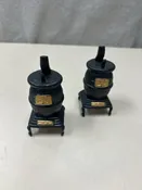 2 BLACK POTBELLY S & P SHAKERS
