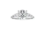 2.90ctw Round Brilliant and Pear Shape Lab-Grown Diamond Three Stone 14k White Gold Ring