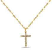 14 Karat Yellow Gold Diamond Cross Necklace