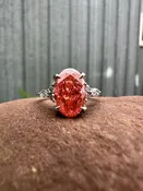 2.92 Peach/Pink Lab Grown Oval Diamond Engagement Ring — Blueground