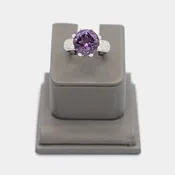Pre-Owned 14k White Gold Ring w/ Purple Stone and Diamonds - Size 7.25 | B.G. Loan & Jewelry Co.