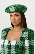 Bouclé Plaid Print Beret