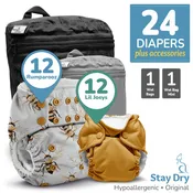 Cloth Diaper Bundle - Starter | Rumparooz G3 Stay Dry Original One Size + Lil Joey Newborn AIO :: 24 pack+