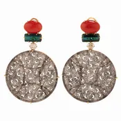 Aphrodite iv Jade, diamond and coral earrings