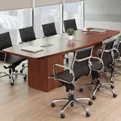 Boat Shaped Laminate Conference Tables with Cube Bases — Kalico