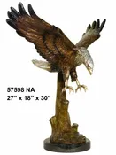Bronze Flying Eagle Sculpture on Marble Base