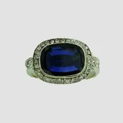 WLF-99 Antique Edwardian Platinum Sapphire annd Diamond Ring