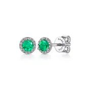 14k White Gold Lusso Diamond with Emerald Stud Earrings – EG12372W45EA